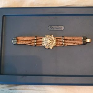 Cork and silver bracelet